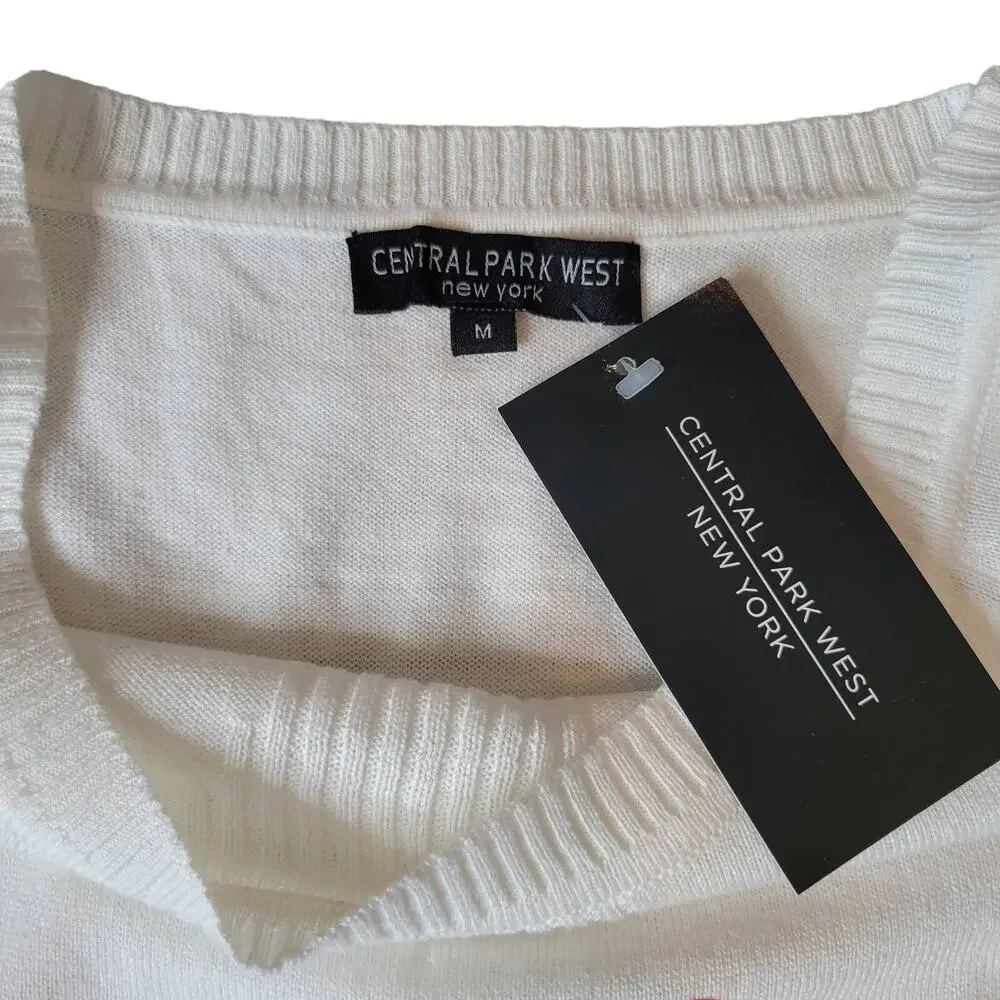 Central Park West Linen Blend Stripe Sweater Heart Detail Size - Picture 9 of 10